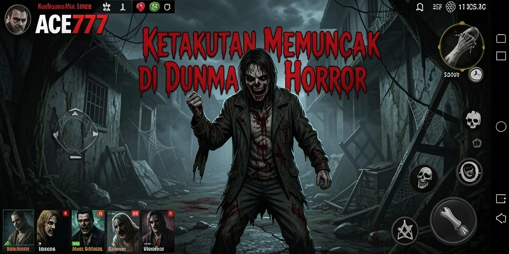 Screenshot gameplay ACE777 menampilkan suasana horror yang mencekam.