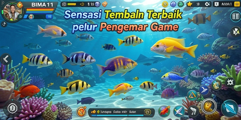 Screenshot BIMA11 menunjukkan aksi tembak ikan yang seru dan penuh warna.