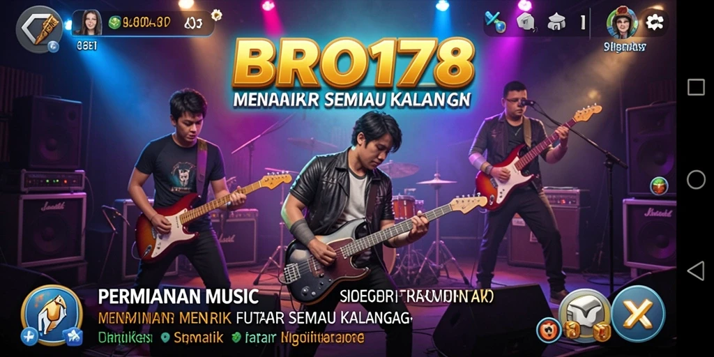 Tampilan gameplay BRO178 yang seru dengan berbagai pilihan lagu.