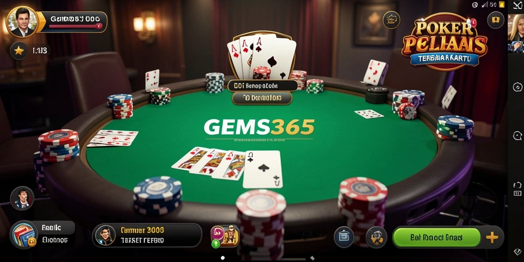Tampilan gameplay Poker yang seru dan menegangkan di GEMS365.