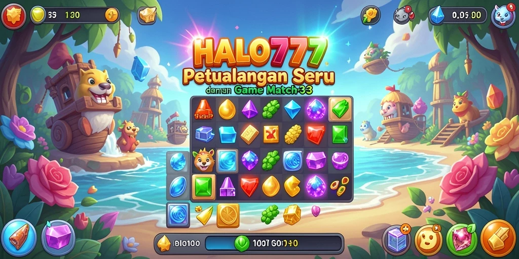 Tangkapan layar HALO777 menunjukkan keseruan gameplay Match-3.