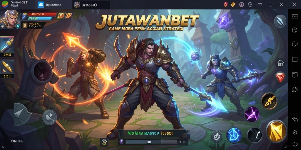 Tampilan gameplay seru di JUTAWANBET, aksi MOBA yang mendebarkan.