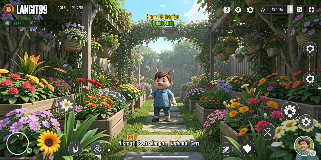 Tampilan menarik dari gameplay berkebun di LANGIT99.