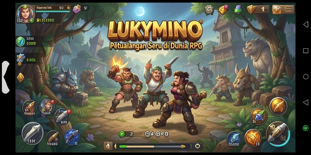 Tampilan gameplay LUKYMINO yang penuh aksi dan petualangan RPG.