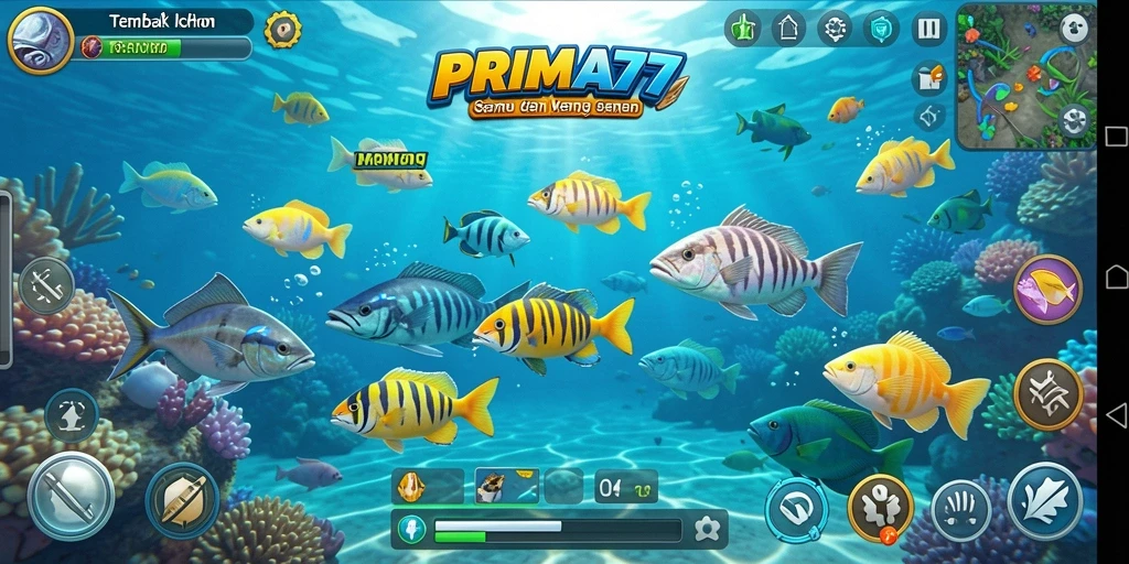 Tampilan gameplay seru Tembak Ikan di PRIMA77.