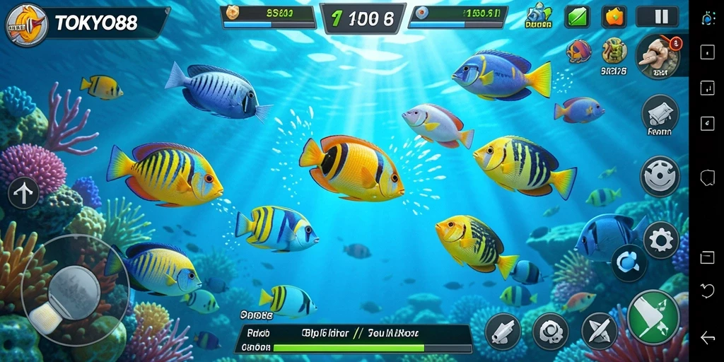 Tampilan gameplay seru dari TOKYO88 saat memburu ikan.