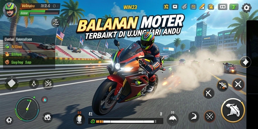 Gameplay balapan motor yang mendebarkan dan seru.